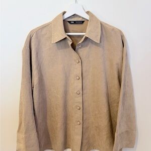 Zara Beige Button-Up Shirt